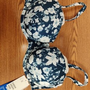 H&M+ Balconette Bikini Top Dark Blue